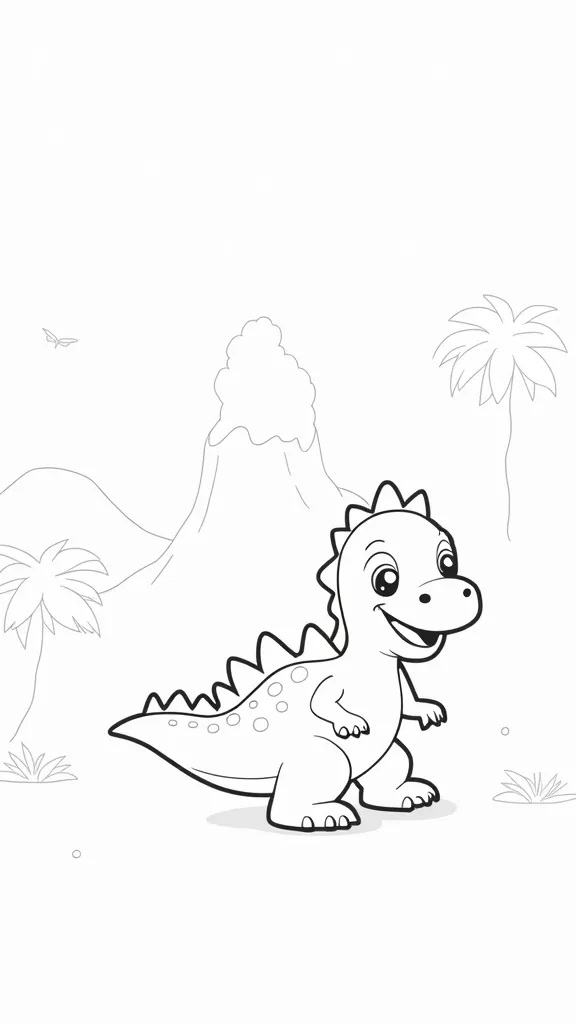 Página para colorear imprimible dinosaurio